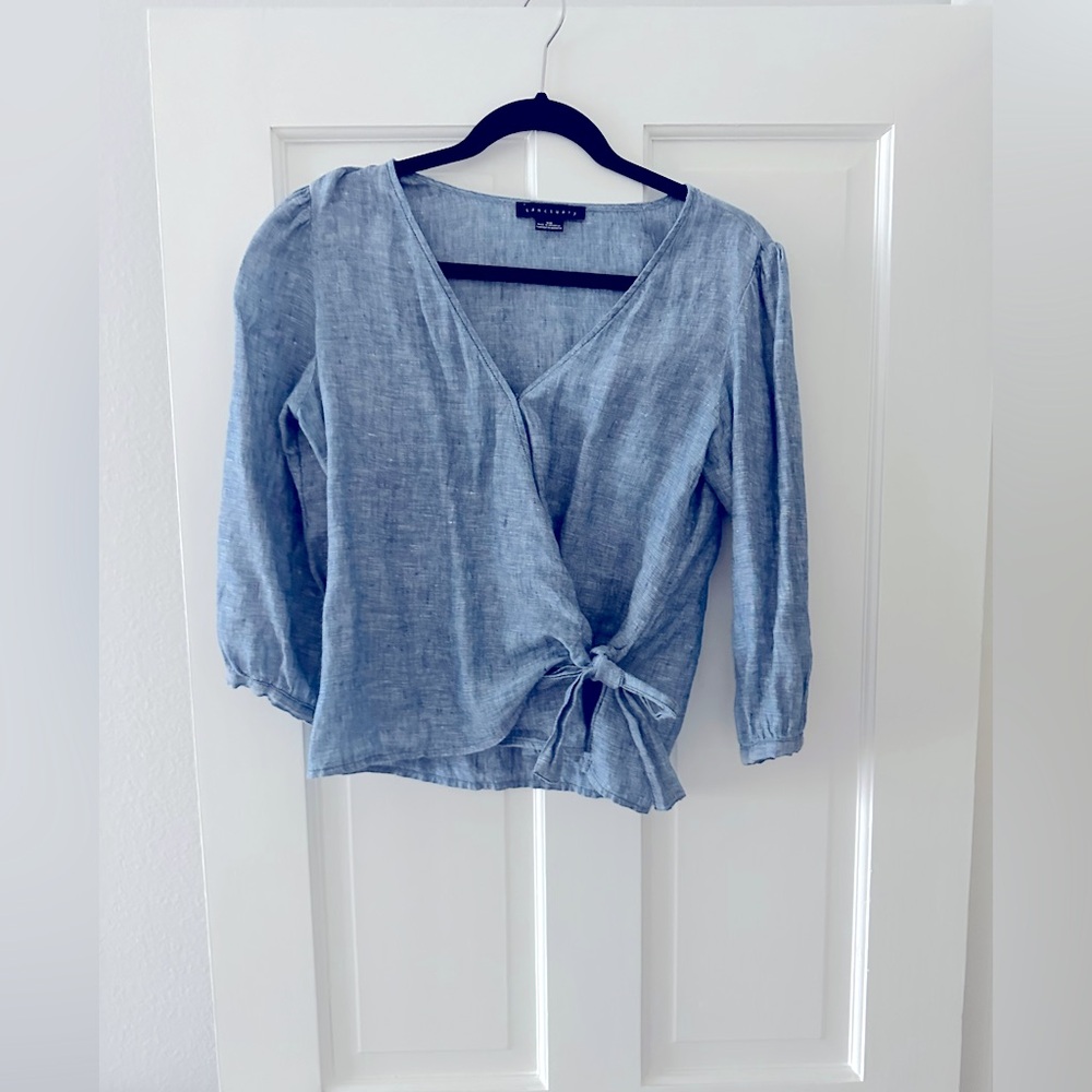 Sanctuary Blue denim linen blouse. Size small.